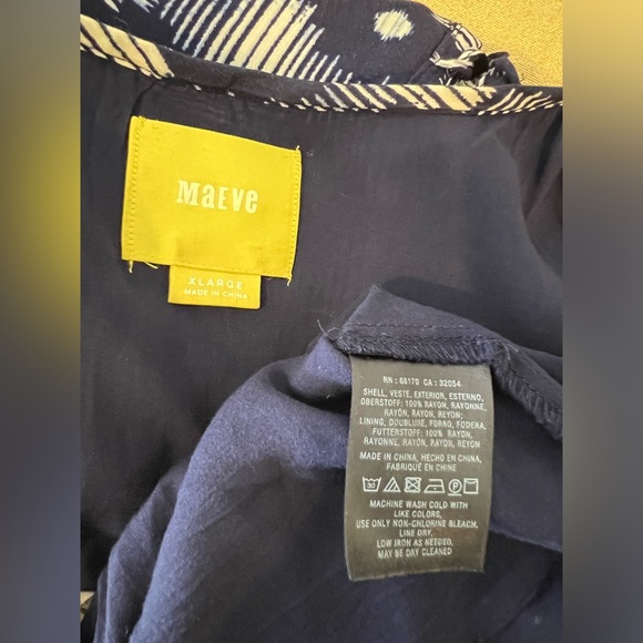 Maeve Anthropologie Indiga Swing Dress Blue Floral Tassel Sundress XL Navy - Picture 7 of 7